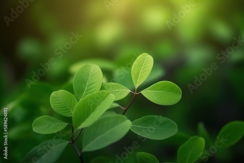 Nature of green leaf in garden at summer Natural green leaves plants using as spring background. Generative AI