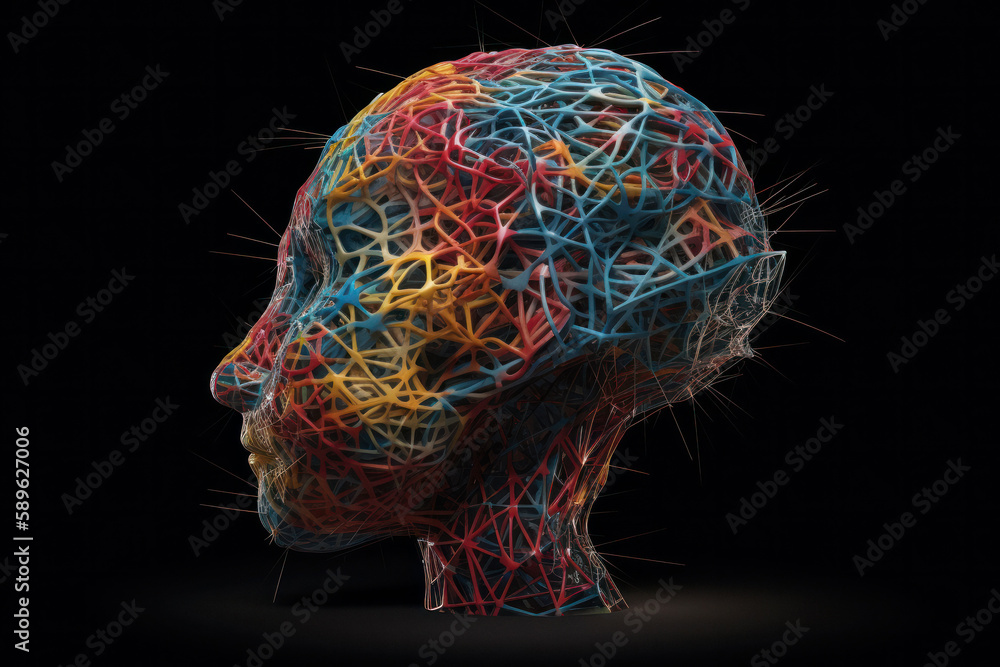 Vibrant 3D Illustration of Creative Human Mind Vibrant 3D Illustration of Creative Human Mind
