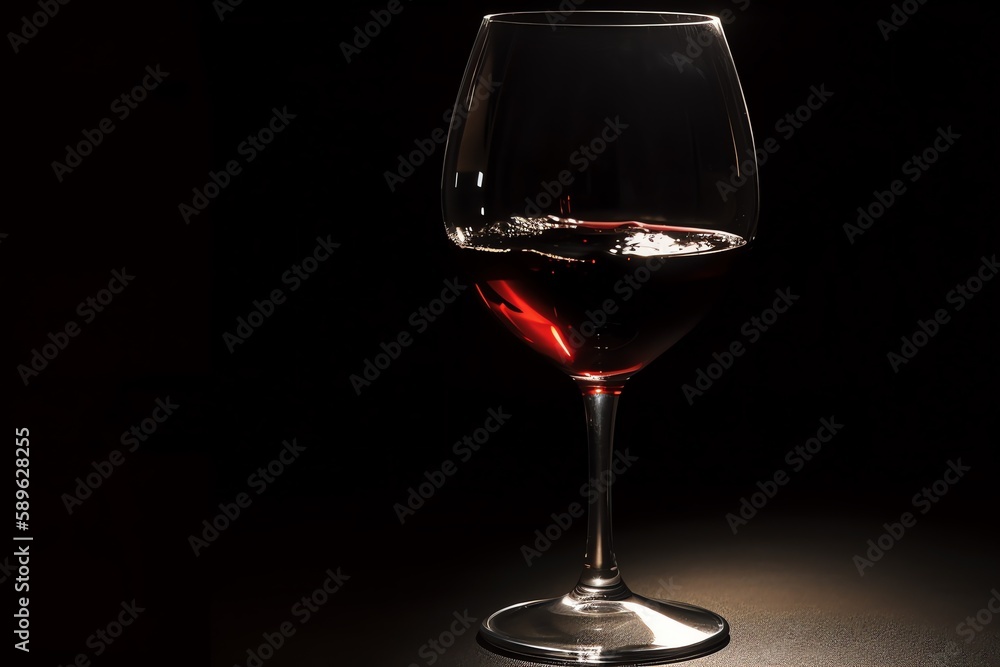 Glass of wine on the table. Generative AI Glass of wine on the table. Generative AI