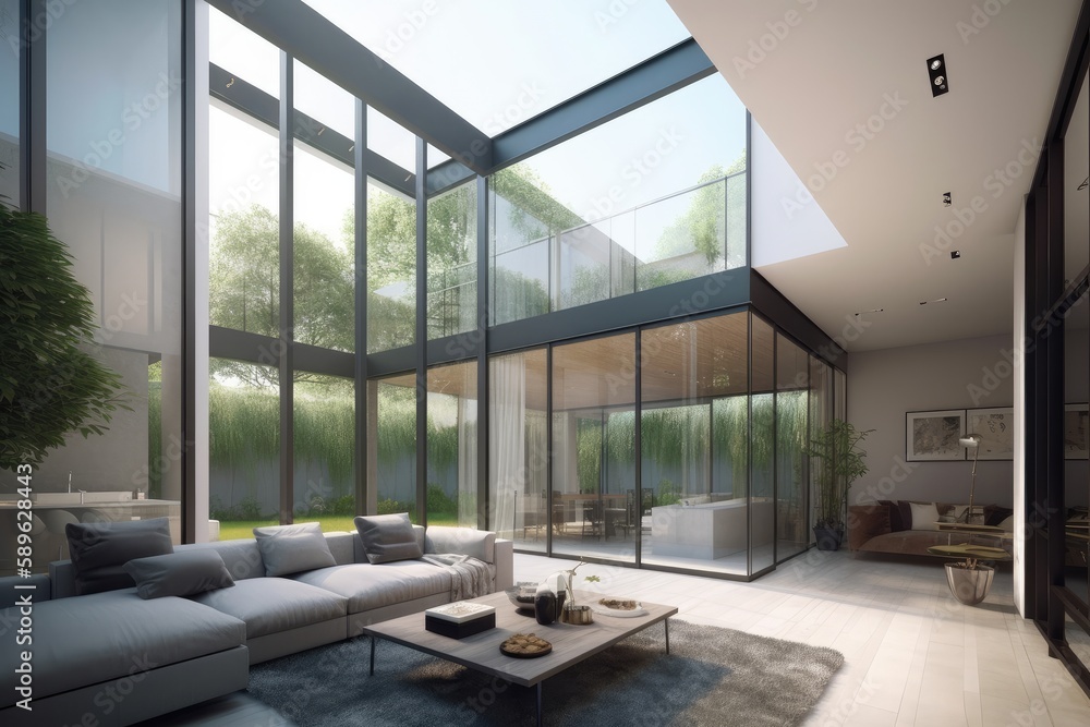 Fototapeta premium 3D render of Modern Minimalistic House