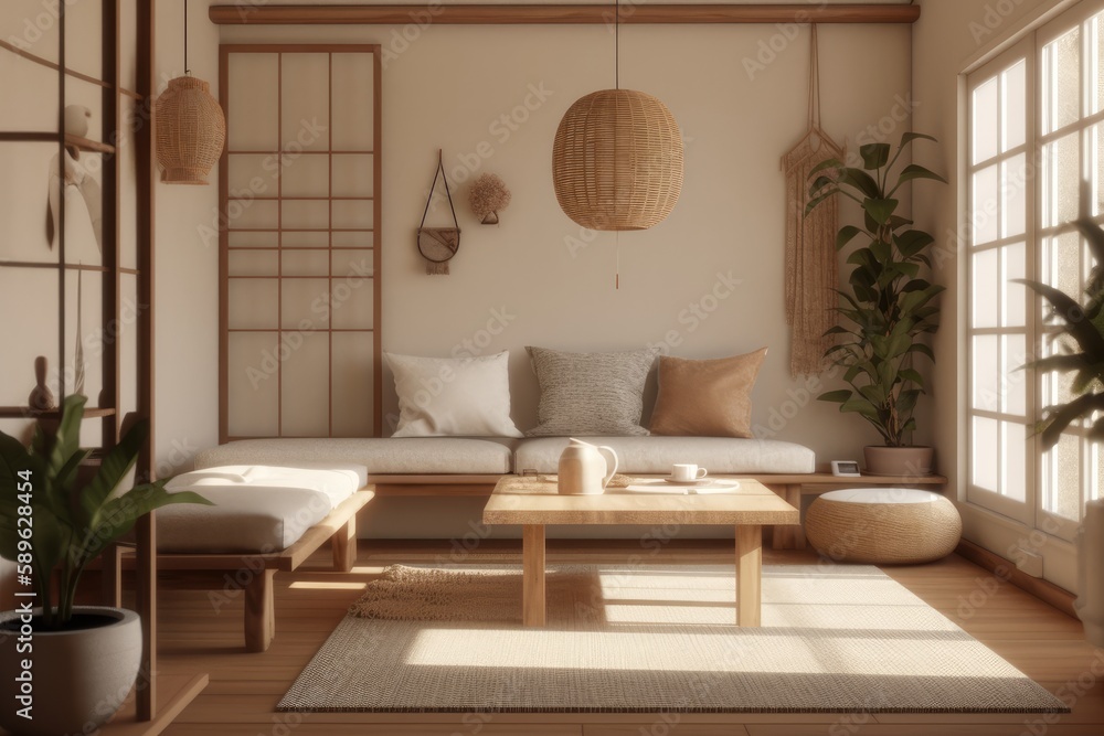 3D Render of Zen room, Retreat Minimalistic 3D Render of Zen room, Retreat Minimalistic