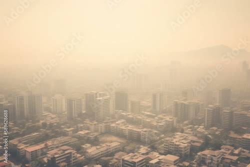 PM 2.5 Air Pollution in Bangkok, Thailand - city in haze 