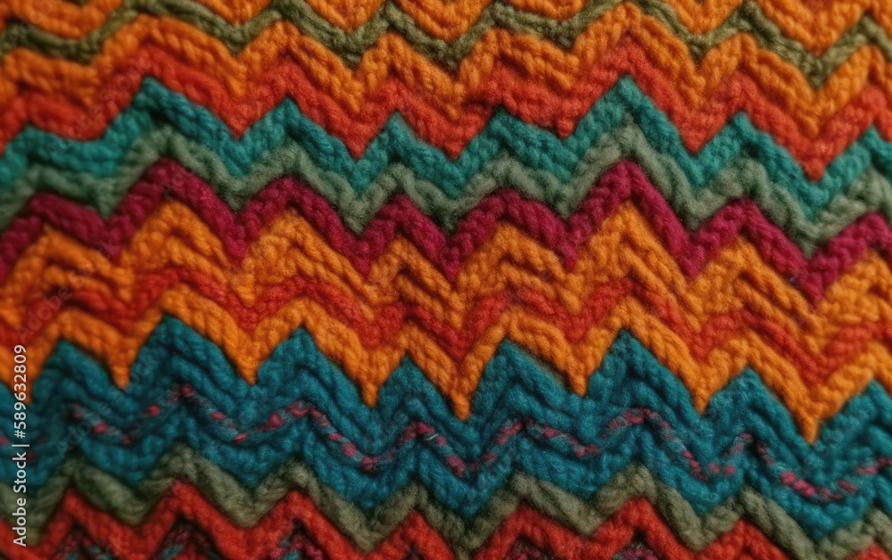 Colorful knitted wool background. Close up of knitting wool texture. Generative AI