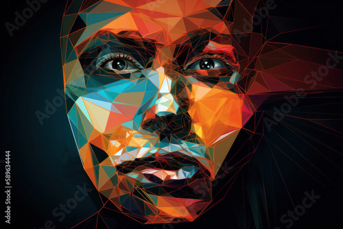 Geometric Abstract AI-Inspired Human Face