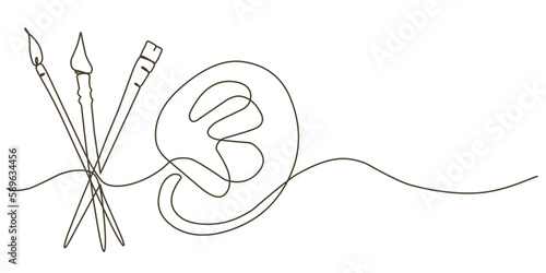 hand drawn line art illustration of a painting utensils