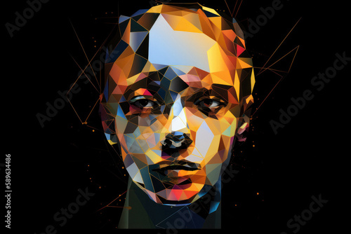 Geometric Abstract AI-Inspired Human Face