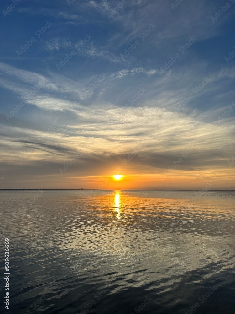 Golden sunset over Choctawhatchee Bay Florida panhandle 