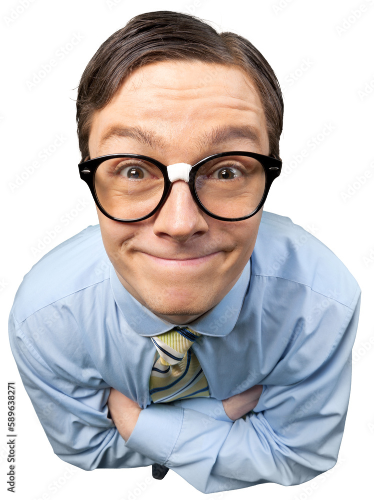 Funny portrait of businessman wearing eyeglasses Funny portrait of businessman wearing eyeglasses