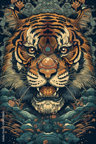 Tiger in chinese guochao style