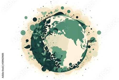 The silhouette of the planet in the style of paper clippings Ecological concept Green planet Earth Day Mother Nature. Generative AI
