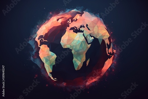 Vector low poly earth illustration Polygonal globe icon. Generative AI
