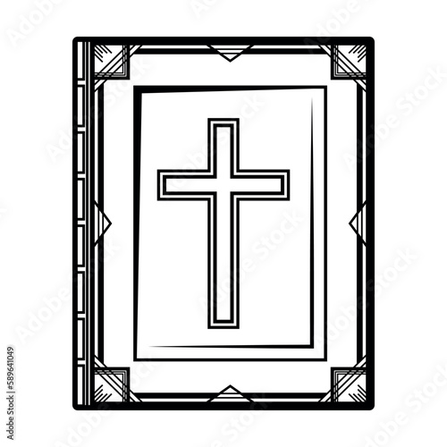 Icon of the Bible with a cross. Vector on white background
