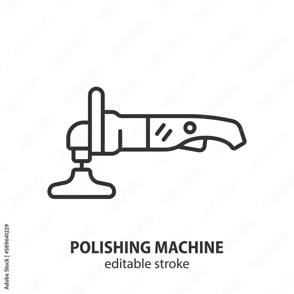Polishing machine line icon. Polisher car vector sign. Editable stroke. Polishing machine line icon. Polisher car vector sign. Editable stroke.