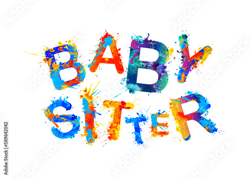 Babysitter. Splash paint vector word