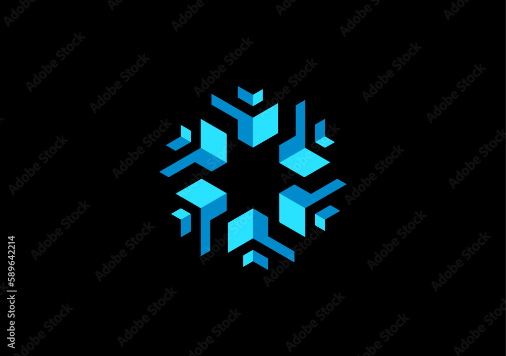 geometry snow blue with community logo symbol geometry snow blue with community logo symbol