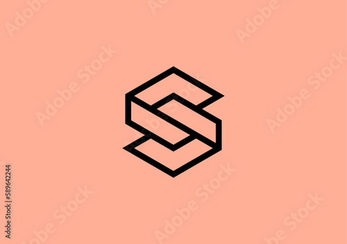 Line design letter S with fold style in negative space area