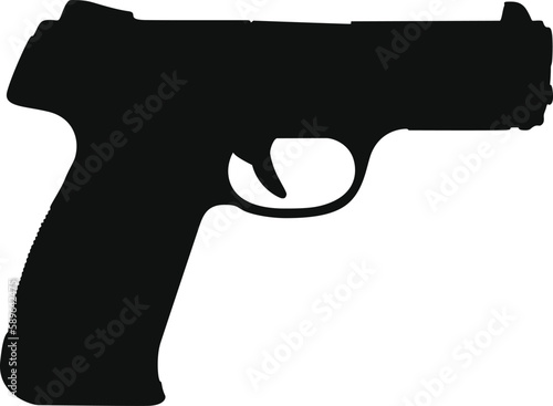 Fotografiet Silhouette of hand gun vector isolated on white background.