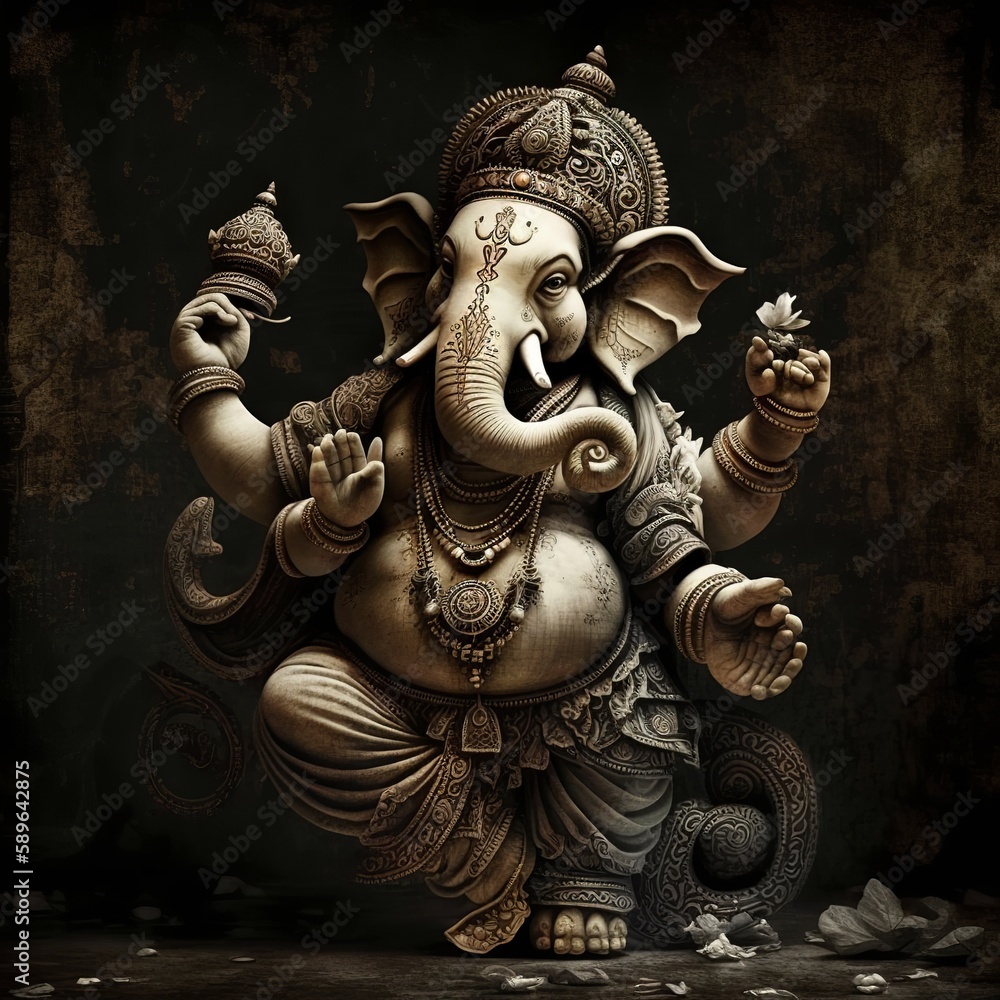 Illustration of lord Ganesha for ganesh chaturthi, Generative ai