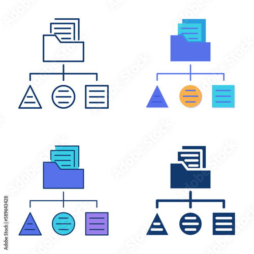 Data classification icon set in flat and line style