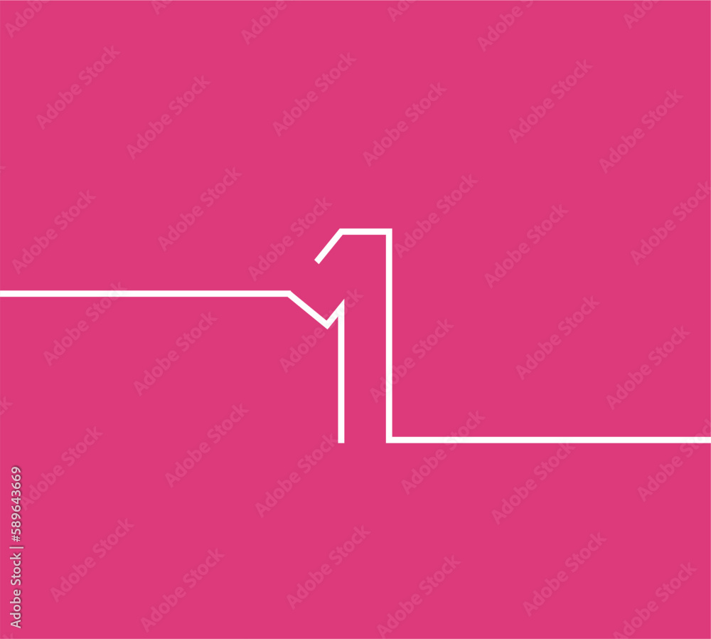 vector design line number 1 with sticking out to 2 sides. with white on pink background vector design line number 1 with sticking out to 2 sides. with white on pink background