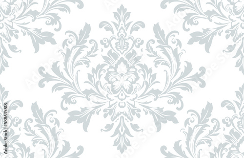 Vector damask seamless pattern background. Classical luxury old fashioned damask ornament, royal victorian seamless texture for wallpapers, textile, wrapping. Exquisite floral baroque template.   © Александр Марченко