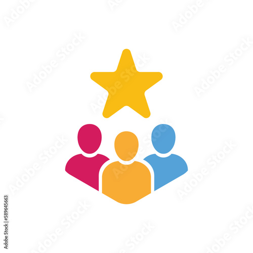 customer loyalty or retention icon with star. concept of positive testimonial for great effective business. flat style trend modern membership logotype graphic design web element isolated on white