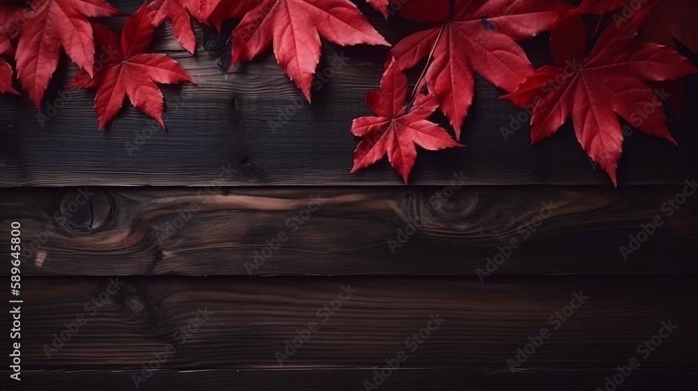 July 1st - Canada Day illustration with maple leaves on wooden background, Generative ai