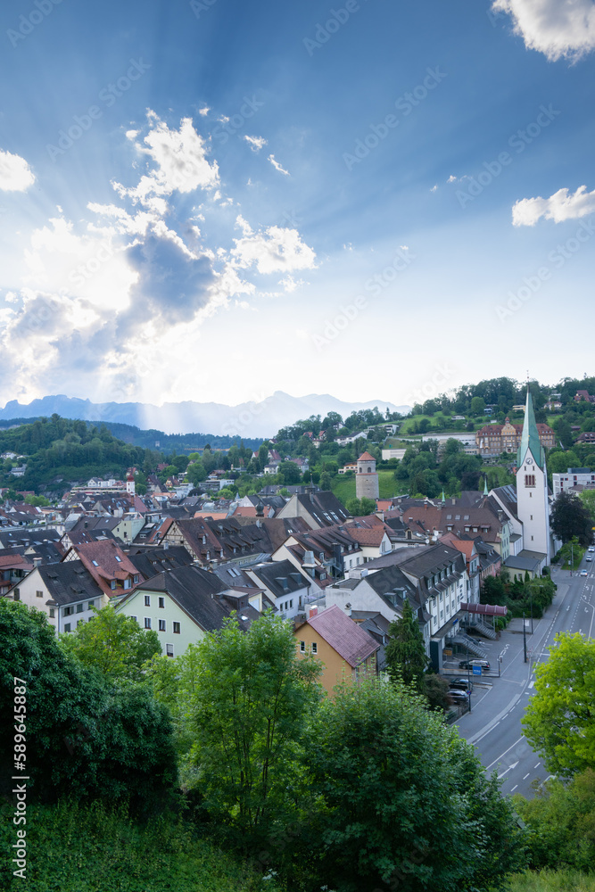 City of Feldkirch, State of Vorarlberg, Austria - at sundown