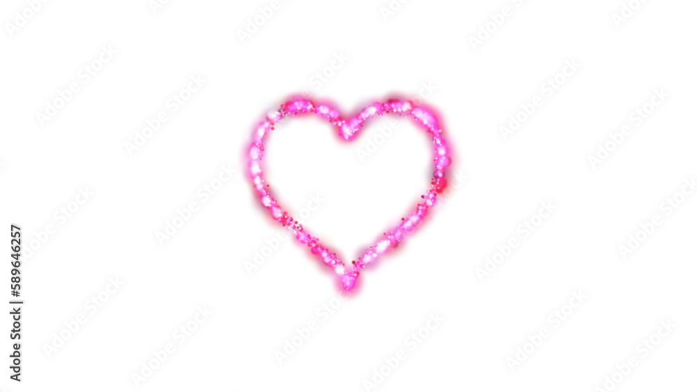 heart pink abstract design element, shape of dots and particles for blend mode, isolated light effect from dots and particles.