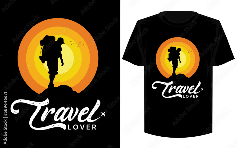 Travel Lover t shirt design vector.