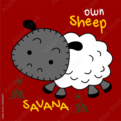 Savana sheep cartoon vector design