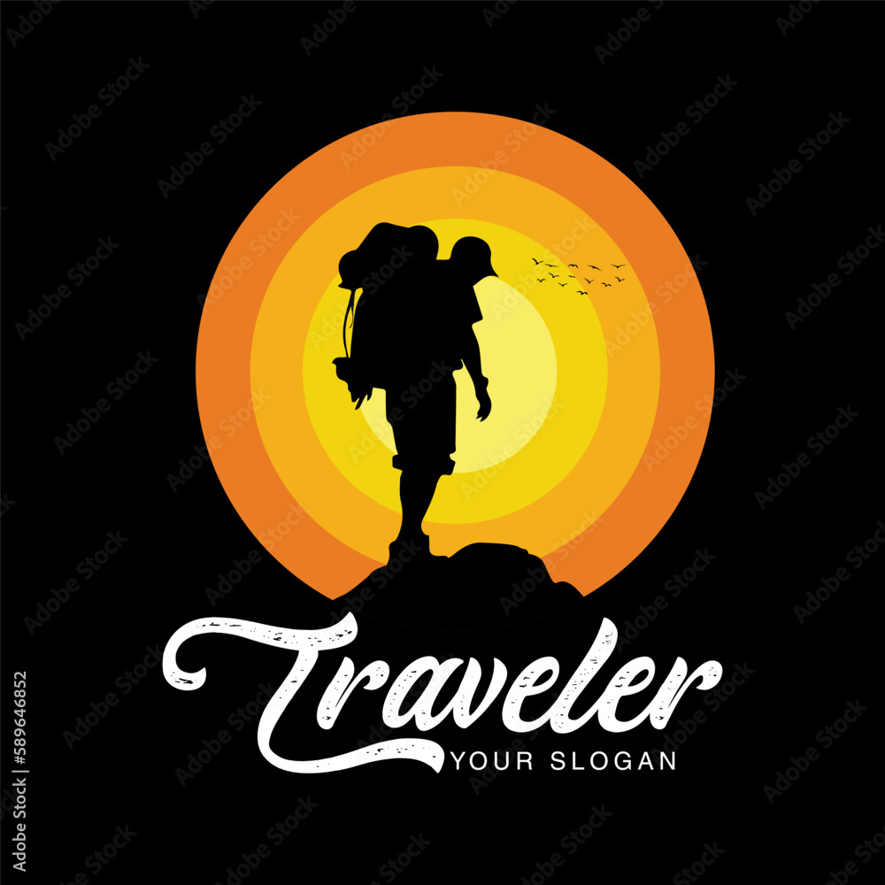 Traveler logo template design vector.