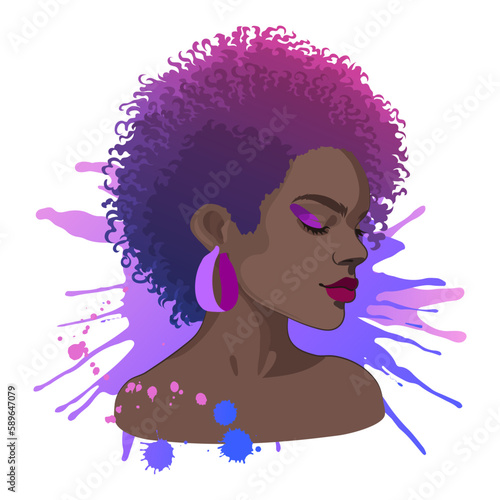 Portrait of a beautiful african girl with short curly hair