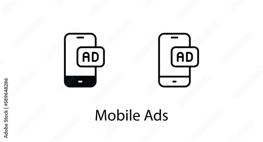 Mobile Ads icon stock illustration. Mobile Ads icon stock illustration.