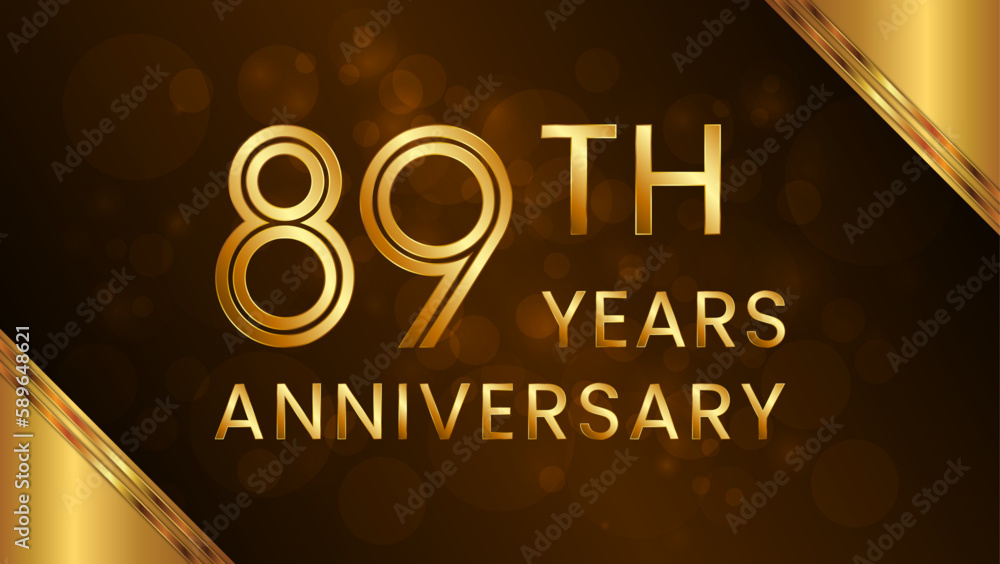 89 year anniversary celebration. Anniversary logo design with double line concept. Logo Vector Template Illustration