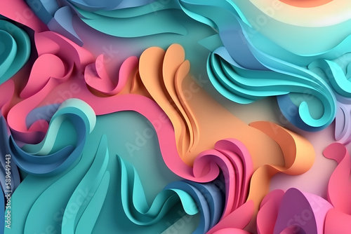 Fototapeta Naklejka Na Ścianę i Meble -  3d rendering of abstract background with cut out shapes in paper art style