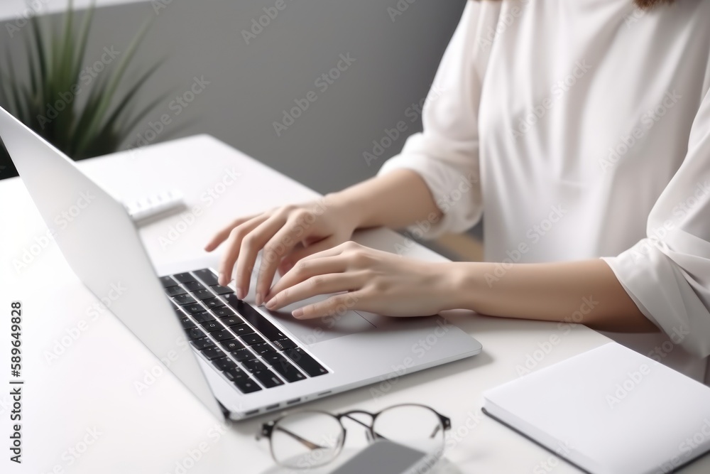 Woman hands typing on computer keyboard closeup, businesswoman or student using laptop at home, online learning, internet marketing, working from home, office workplace freelance concept Woman hands typing on computer keyboard closeup, businesswoman or student using laptop at home, online learning, internet marketing, working from home, office workplace freelance concept