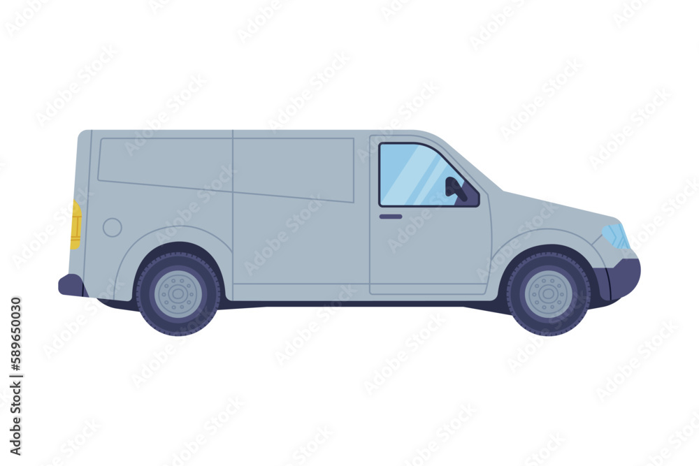 Van or Truck as Equipped Motorized Vehicle for Transporting Goods Vector Illustration