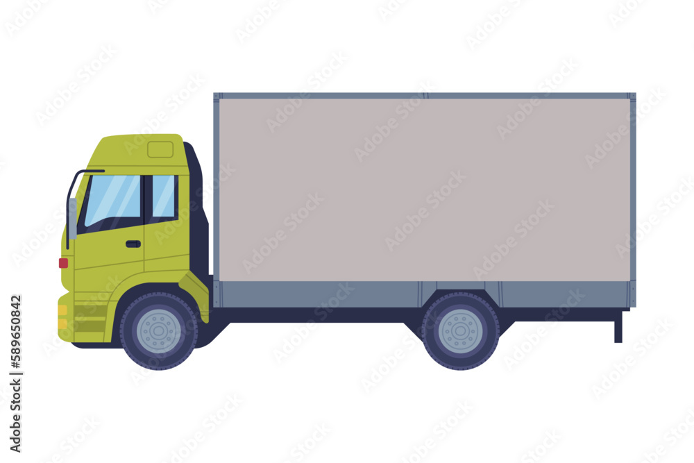 Van or Truck as Equipped Motorized Vehicle for Transporting Goods Vector Illustration