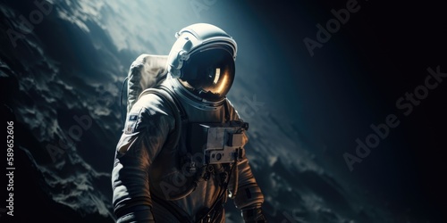 astronaut with his helmet on in space, generative ai © noeh