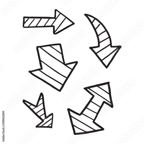 thick hollow arrows with lines and squiggles, striped