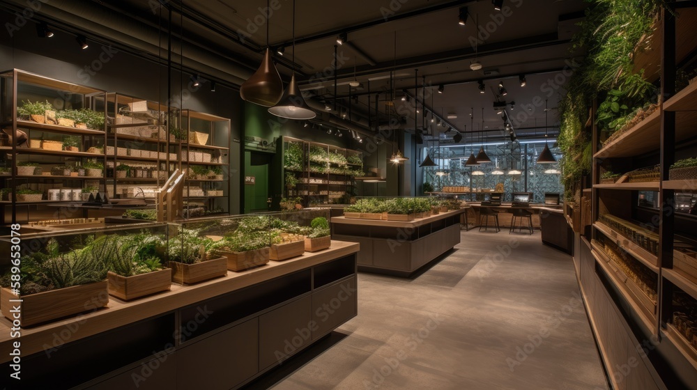 Naklejka premium Green Retail: Eco-Friendly and Healthy Food Shopping Experience. Generative AI