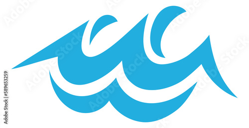 Sea wave symbol. Blue water splash icon © YummyBuum