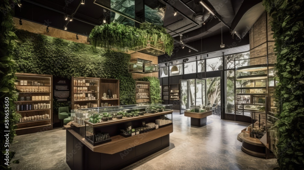 Fototapeta premium Green Retail: Eco-Friendly and Healthy Food Shopping Experience. Generative AI