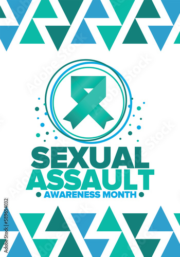 Sexual Assault Awareness Month in April. Annual campaign to promote education and the prevention of sexual violence. Social awareness symbol. Stop violence. Vector illustration