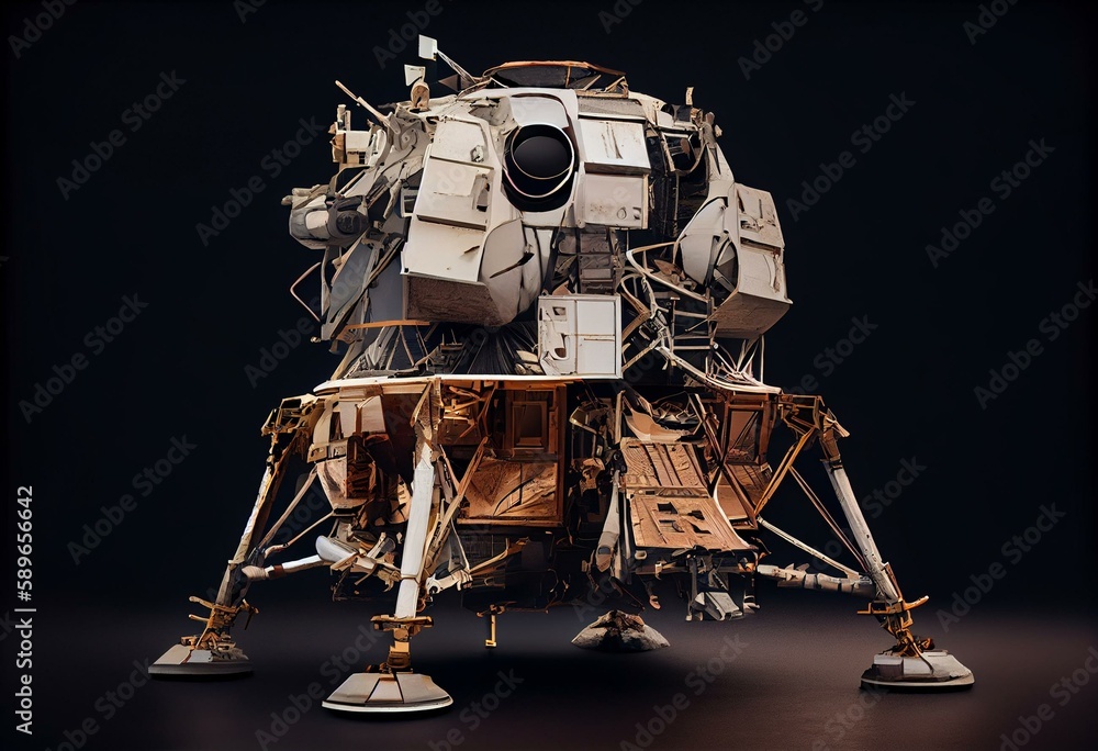 Apollo Lunar Module Isolated. Generative AI - obrazy, fototapety, plakaty 