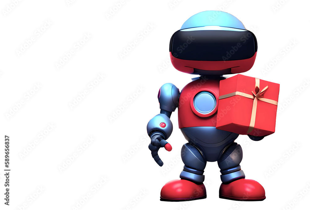 Robot Gift-Giver:, Spreading Joy and Cheer created with generative AI technology Robot Gift-Giver:, Spreading Joy and Cheer created with generative AI technology