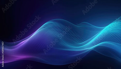 Smooth wave background wallpaper with blue and purple color tones. Generative AI