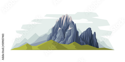 Elevated Mountain Peak and Summit with Bedrock Vector Illustration