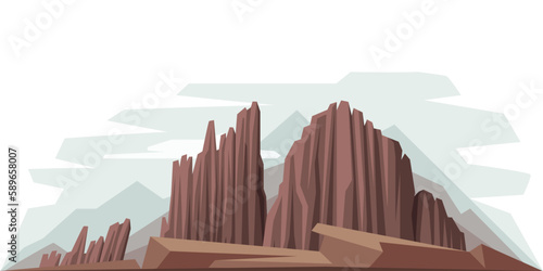 Elevated Mountain Peak and Summit with Bedrock Vector Illustration